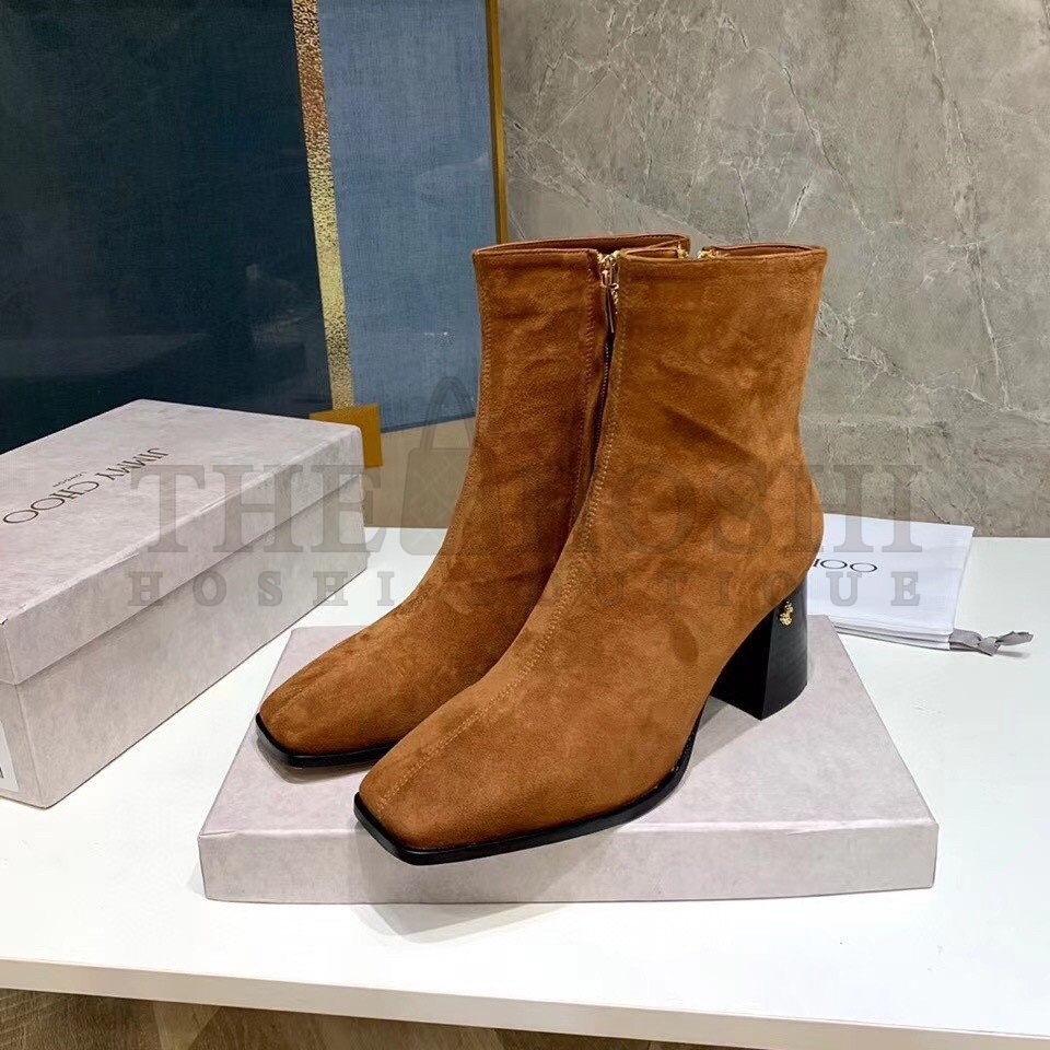 J1m*y Ch00 Bryelle 65mm Ankle Boots In Brown Suede Master Quality