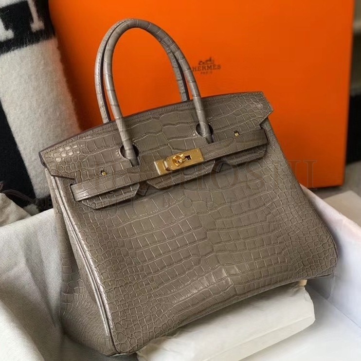 H**me5 Birkin 30cm Bag In Taupe Embossed Crocodile Leather Master Quality