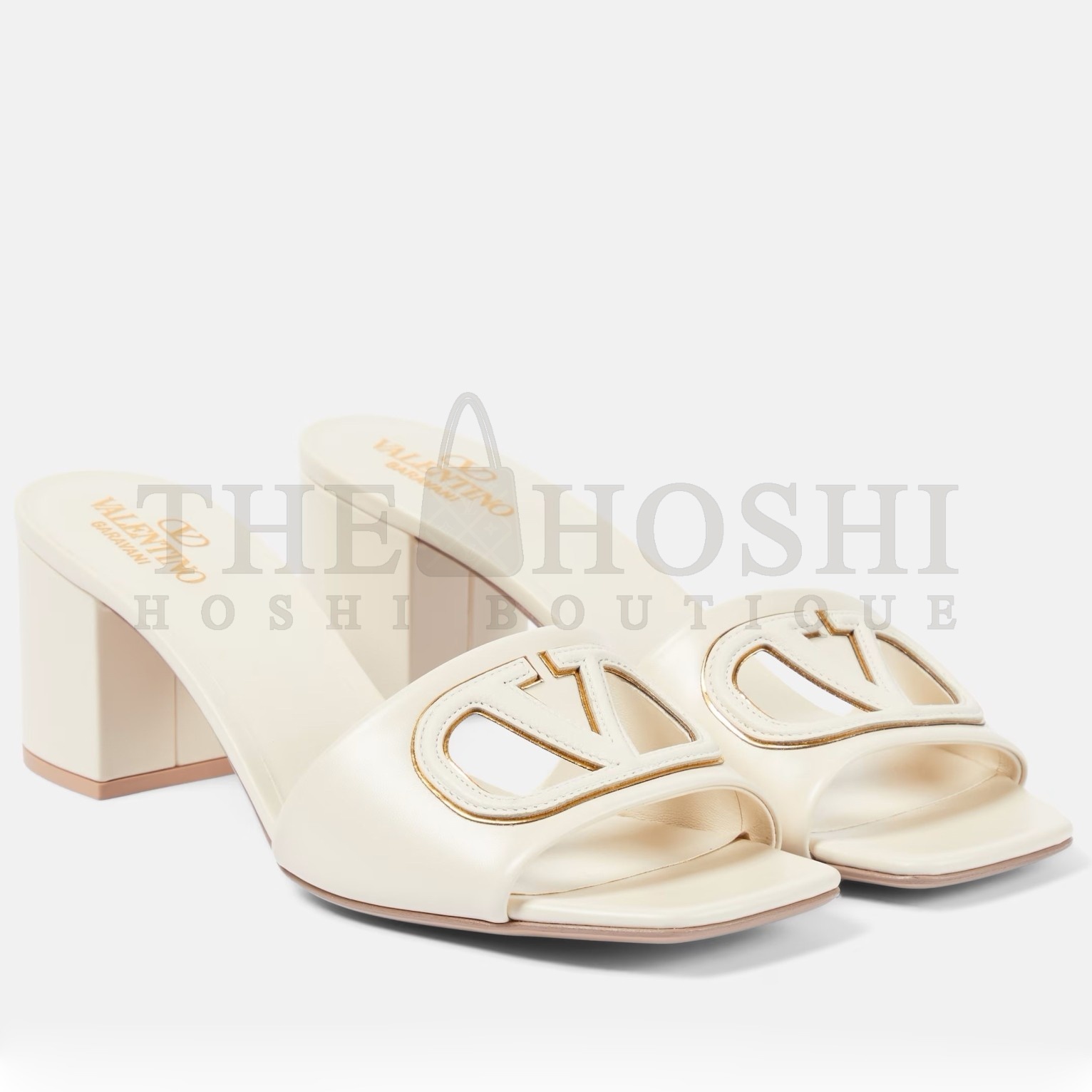 Va1e*ntin0 VLogo Cut-out Slide Sandals 60mm in White Leather Master Quality