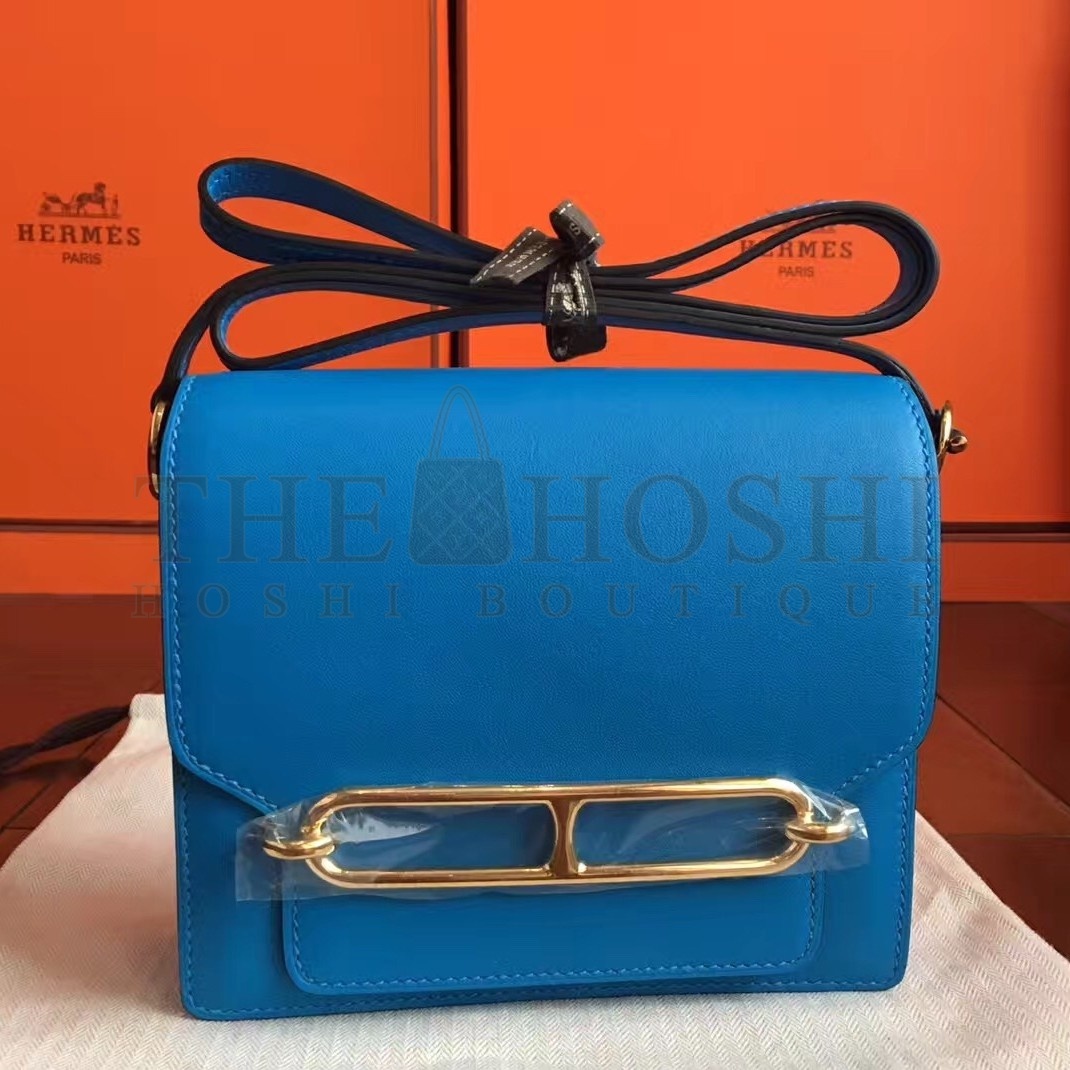 H**me5 Mini Sac Roulis Bag In Blue Hydra Swift Leather Master Quality