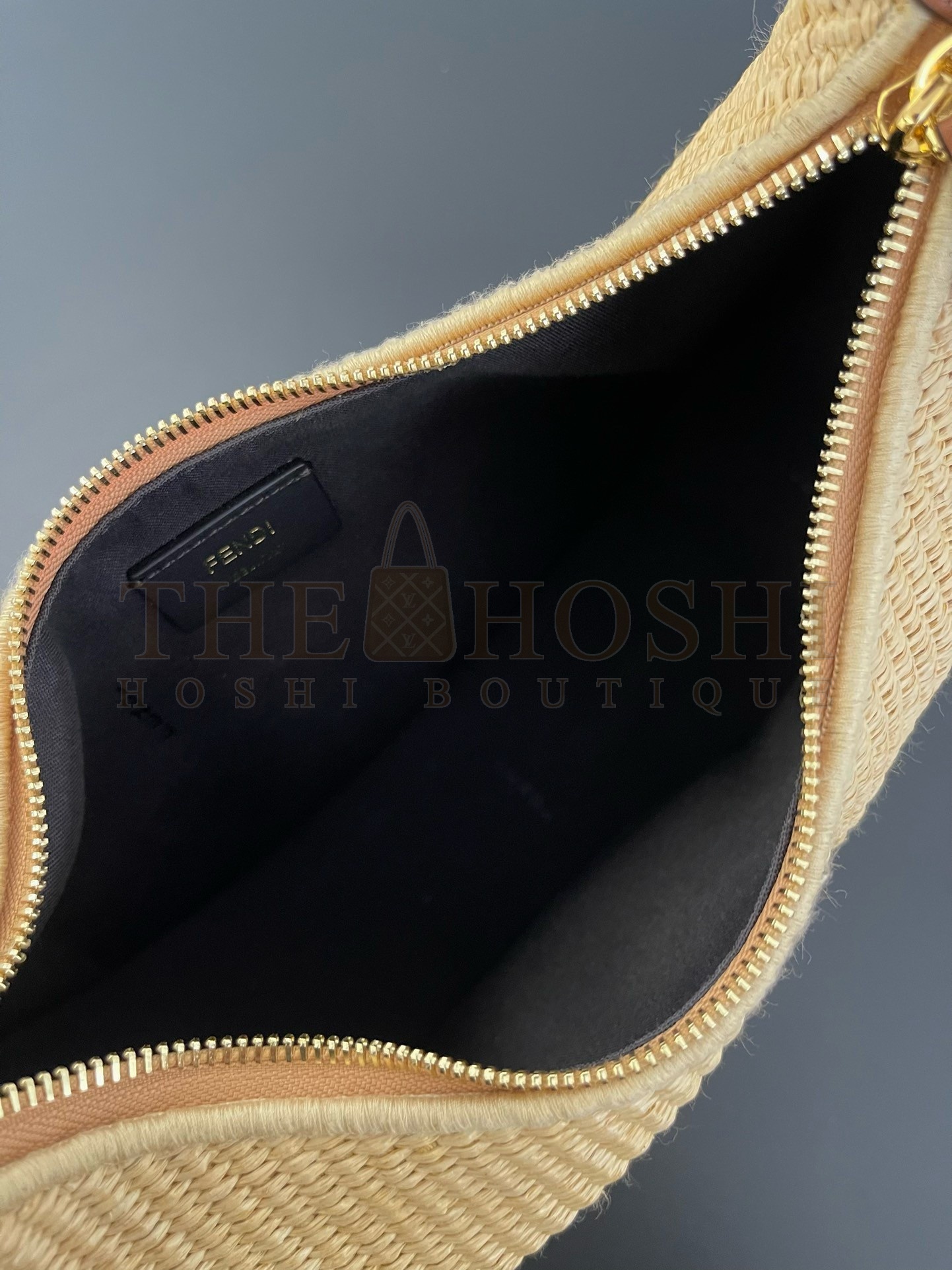 F**di F**digraphy Small Hobo Bag in Natural Raffia Master Quality