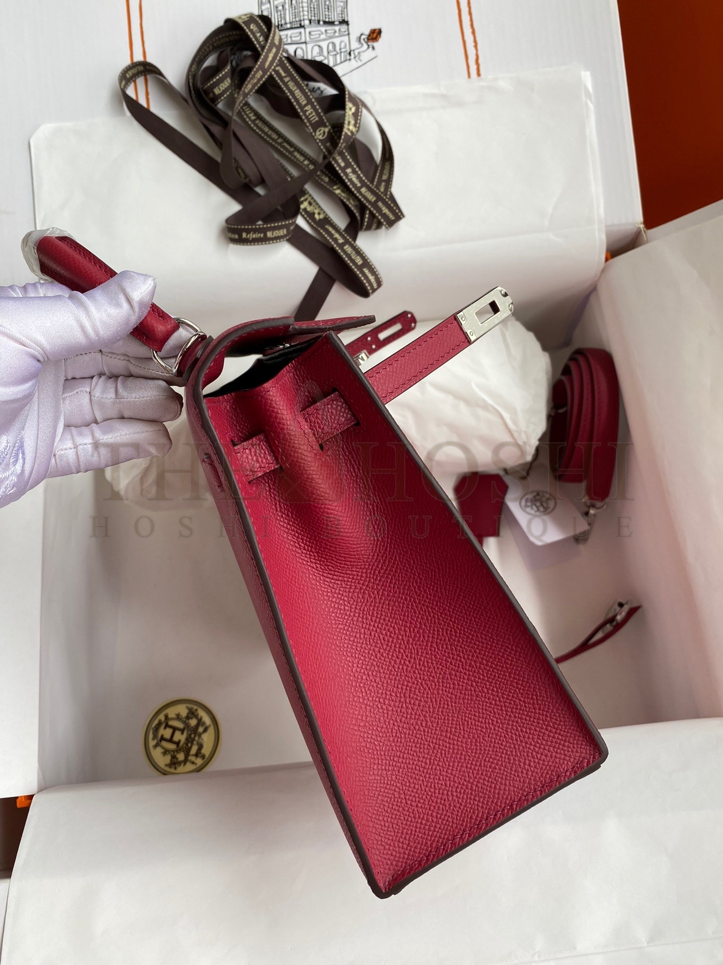 H**me5 Kelly Sellier 28 Handmade Bag In Ruby Epsom Calfskin Master Quality