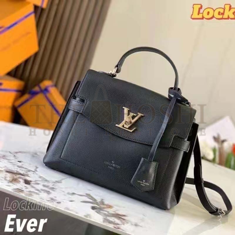 L0vis Vvtt0n LV Women Lockme Ever BB Handbag Black Soft Calfskin Master Quality