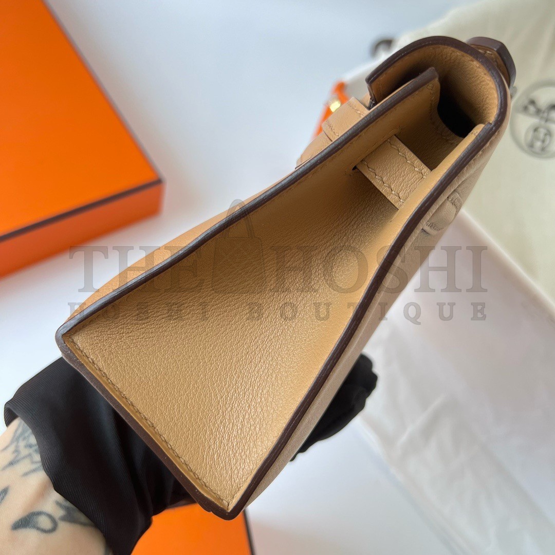 H**me5 Kelly Pochette Handmade Bag In Chai Swift Calfskin Master Quality