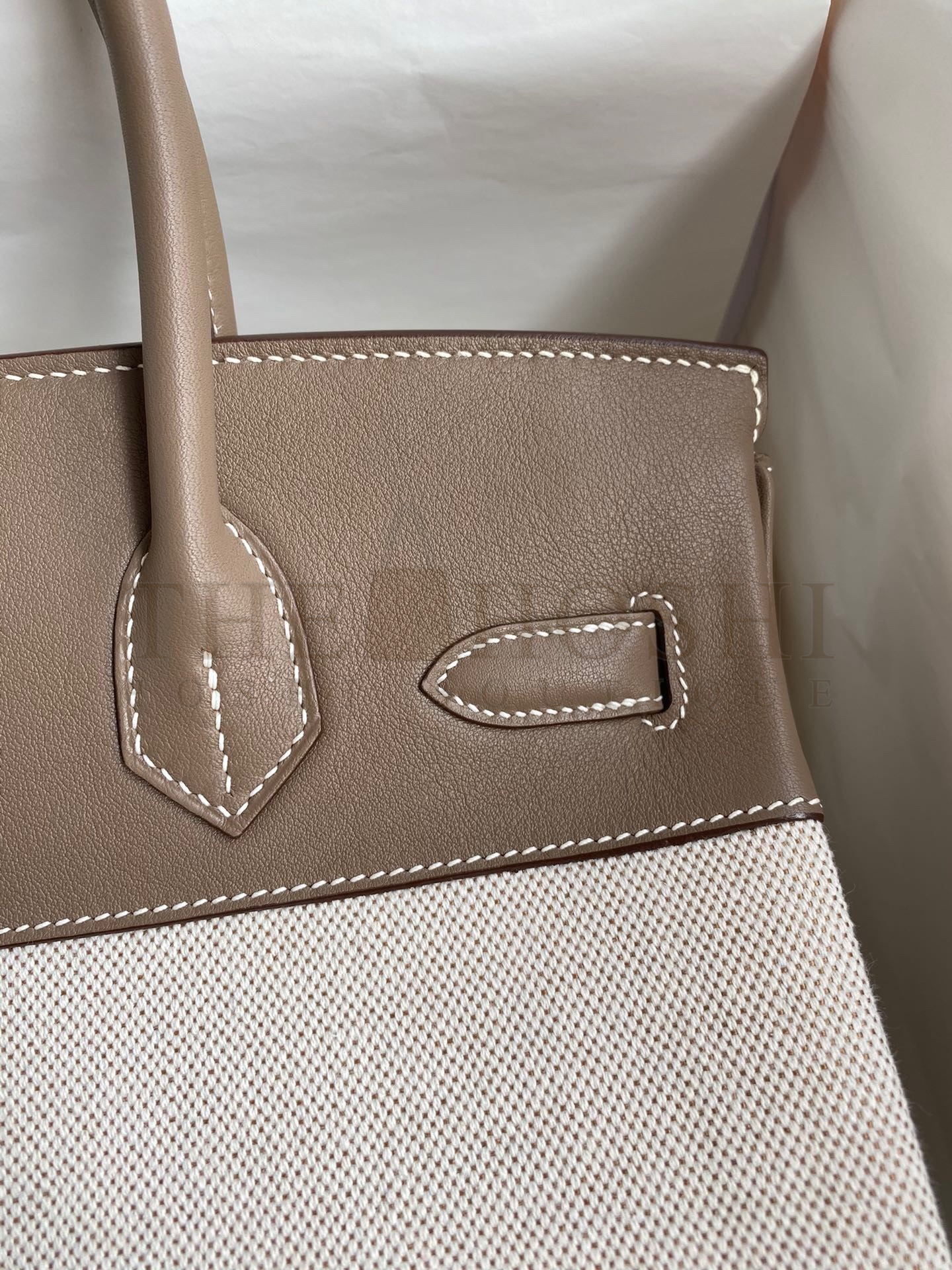 H**me5 Birkin 30 Handmade Bag In Toile & Tourterelle Swift Leather Master Quality