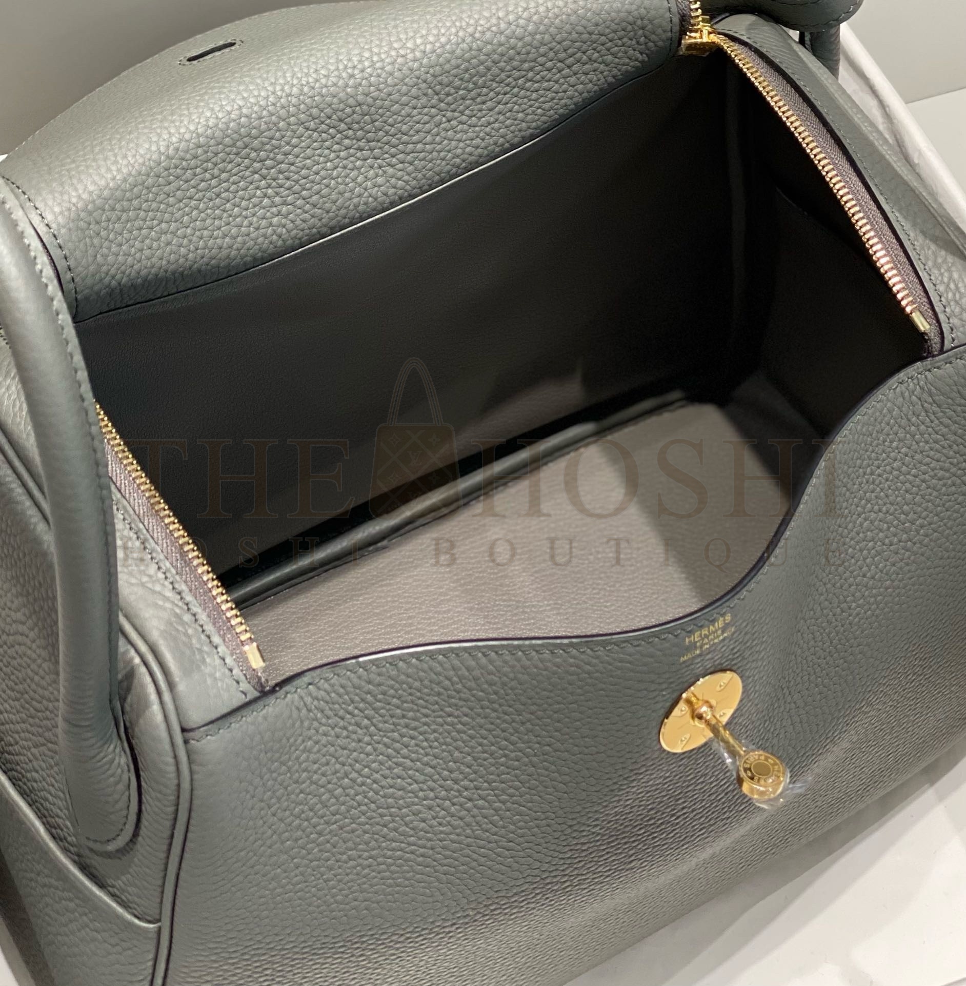 H**me5 Lindy 30cm Bag In Gris Meyer Clemence Leather GHW Master Quality