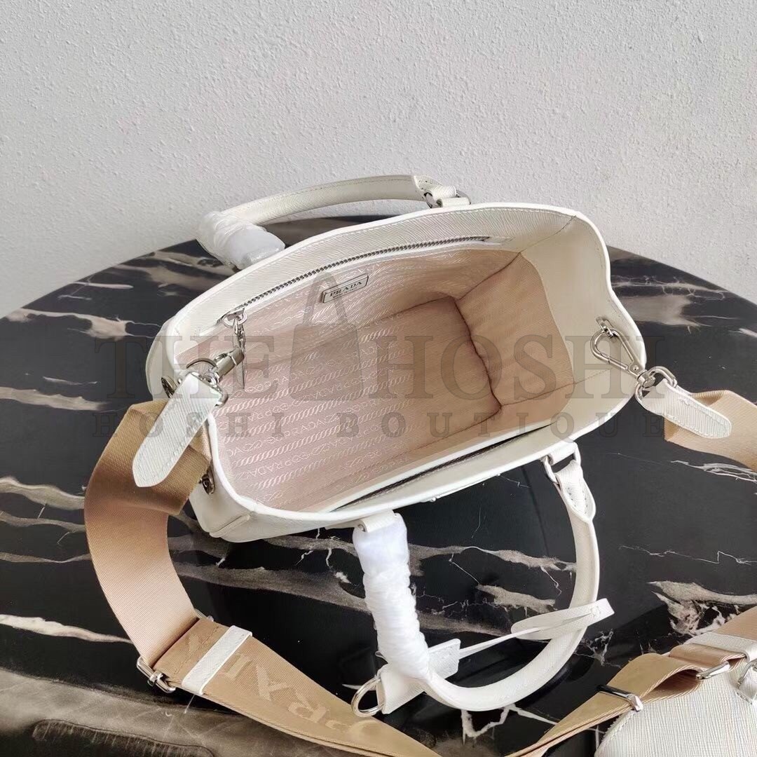 Pra*a Galleria Mini Bag In White Saffiano Leather Master Quality