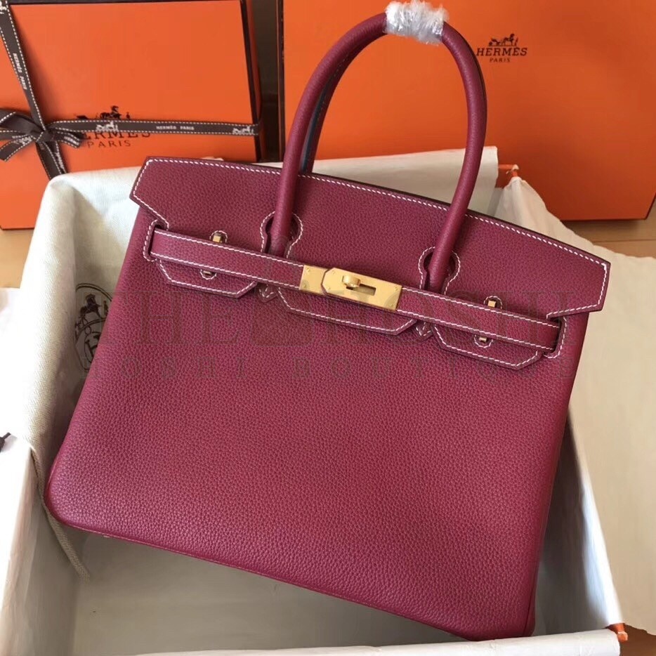 H**me5 Ruby Birkin 30cm Clemence Handmade Bag Master Quality
