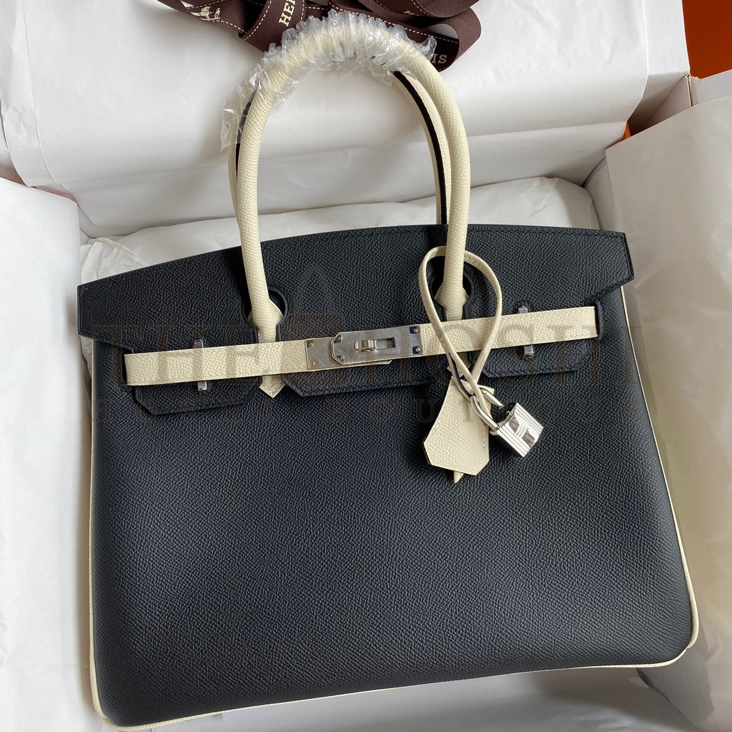 H**me5 HSS Birkin 30 Bicolor Bag in Black and Craie Epsom Calfskin Master Quality