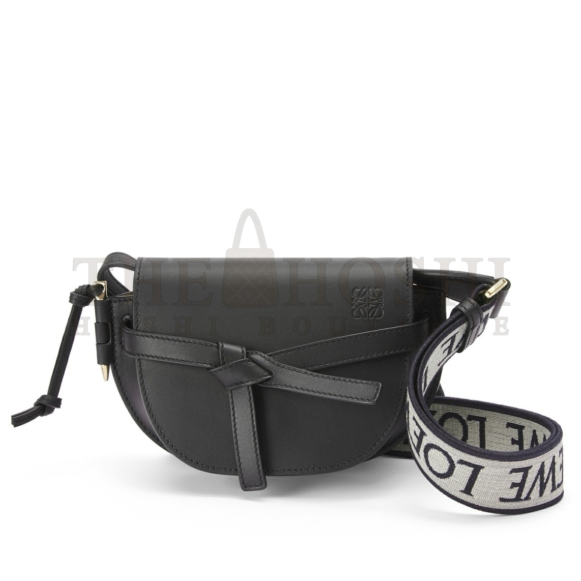 L0ew* Mini Gate Dual Bag In Black Calfskin Master Quality