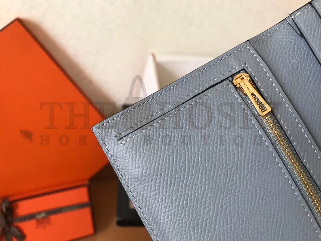 H**me5 Blue Lin Epsom Bearn Gusset Wallet Master Quality