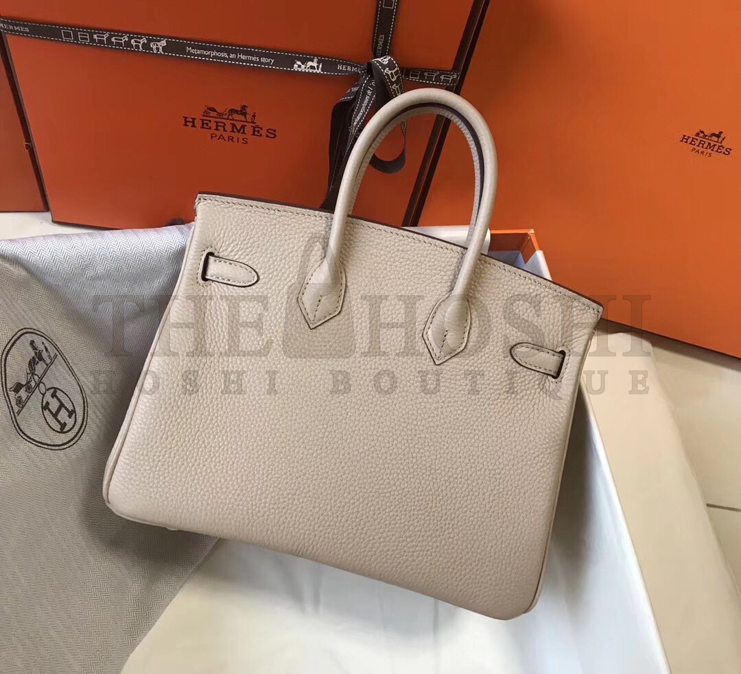 H**me5 Birkin 25 Bag In Beige Clemence Leather with GHW Master Quality