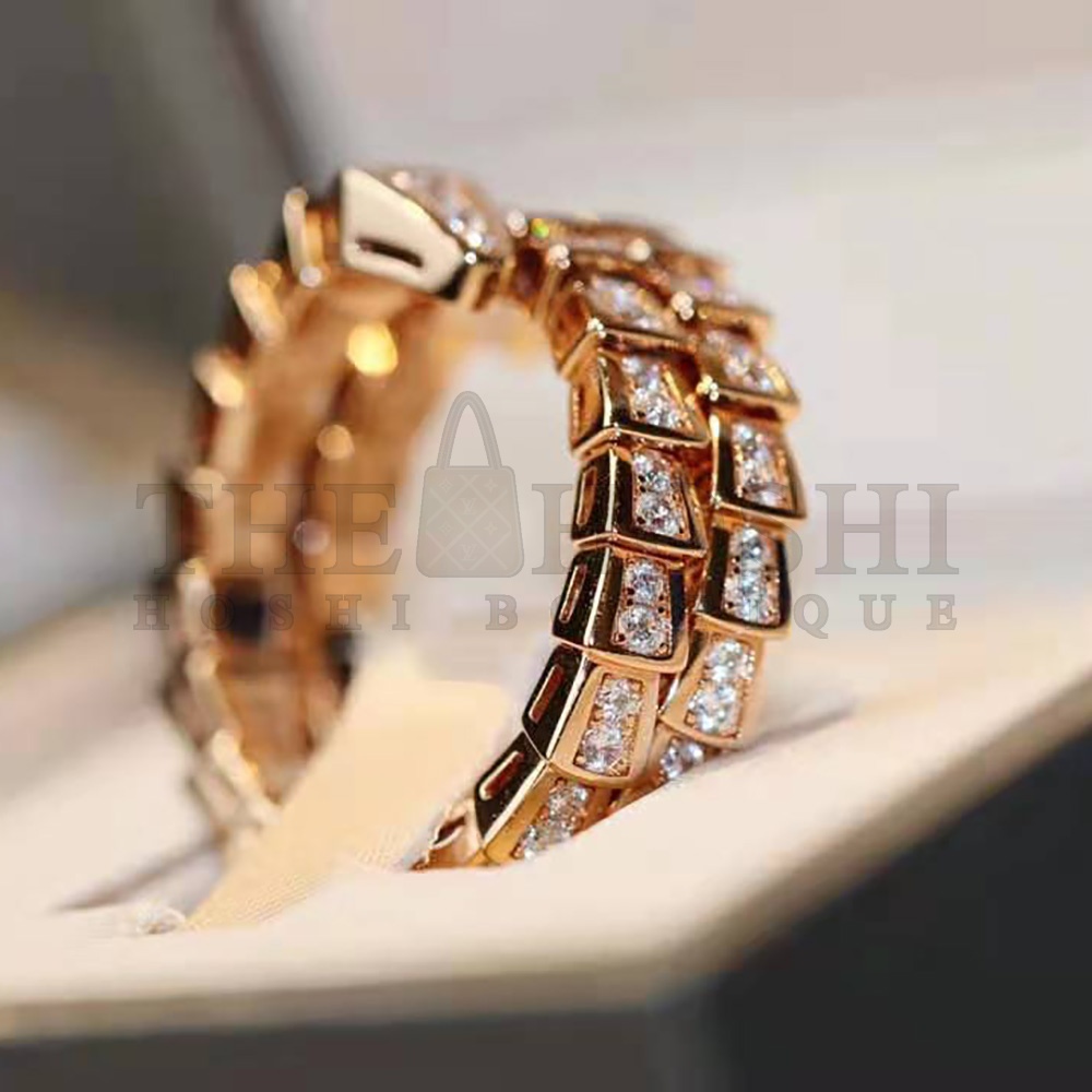 Bv1g*ai Women Serpenti Viper Two-coil 18 KT Rose Gold Ring Master Quality