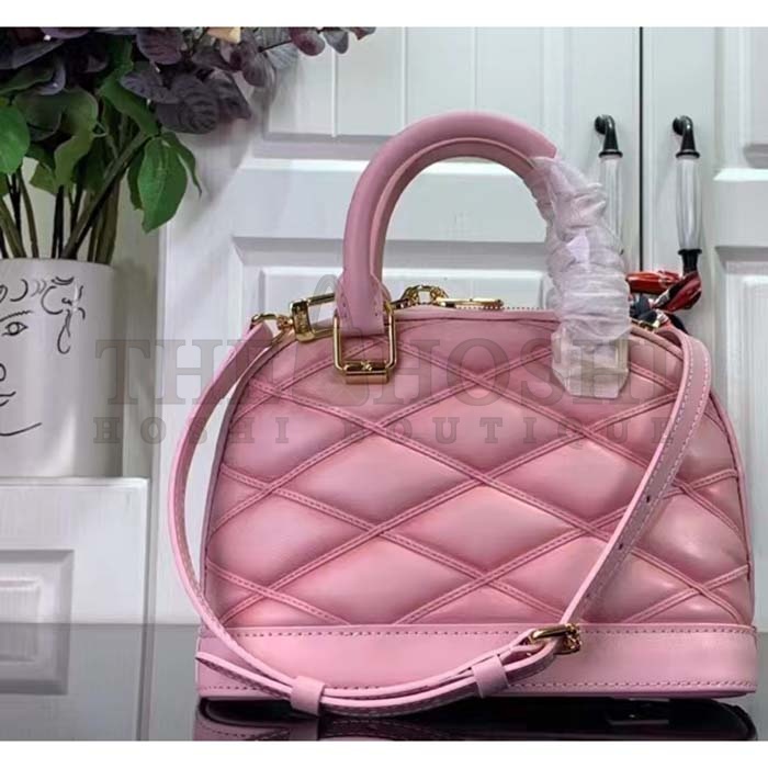 L0vis Vvtt0n LV Women Alma BB Handbag Rosabella Pink Lamb Cowhide Leather Master Quality