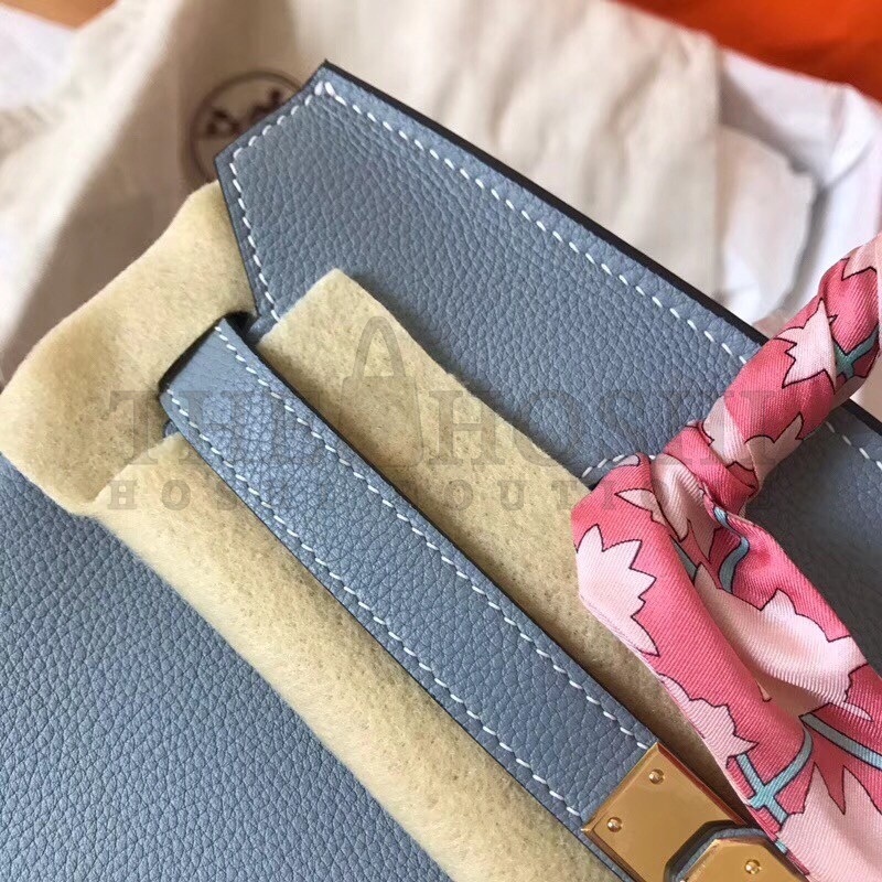 H**me5 Blue Lin Birkin 30cm Clemence Handmade Bag Master Quality