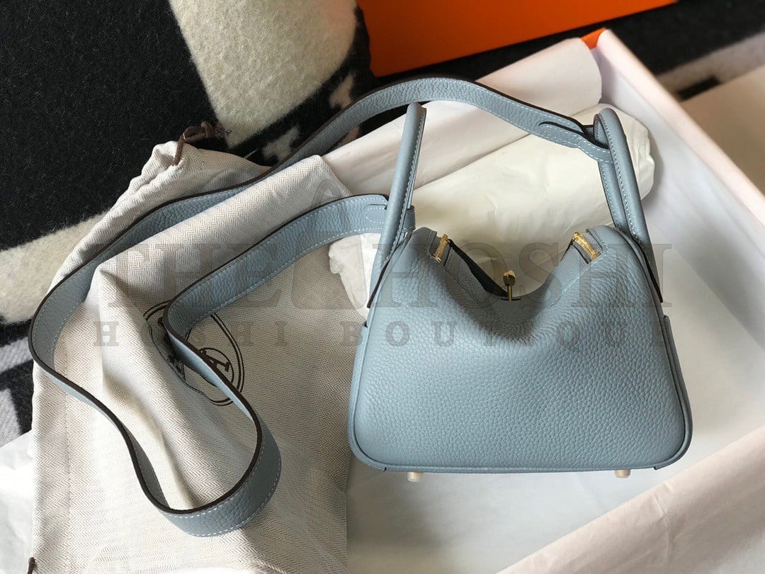 H**me5 Lindy Mini Bag In Blue Lin Clemence Leather GHW Master Quality