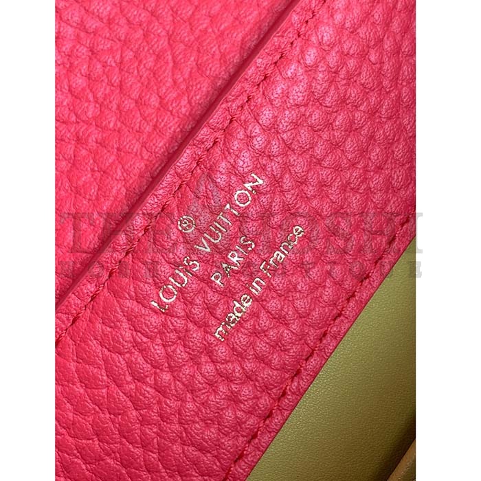 L0vis Vvtt0n LV Women Capucines Mini Handbag Dragon Fruit Pink Cedrat Taurillon Leather Master Quality