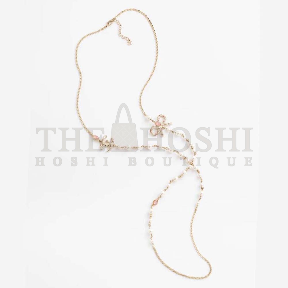 Ch**el Women Long Necklace in Metal and Glass Pearls Strass Master Quality