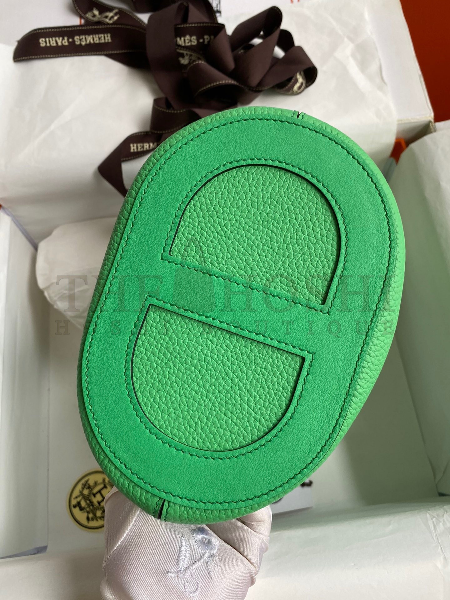 H**me5 In The Loop 18 Handmade Bag in Vert Comics Clemence Leather Master Quality