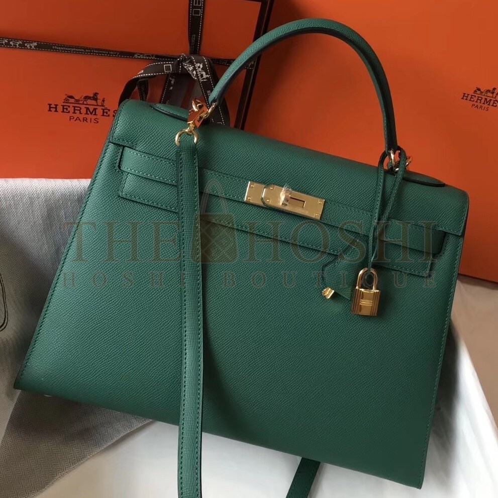 H**me5 Malachite Epsom Kelly 32cm Sellier Bag Master Quality