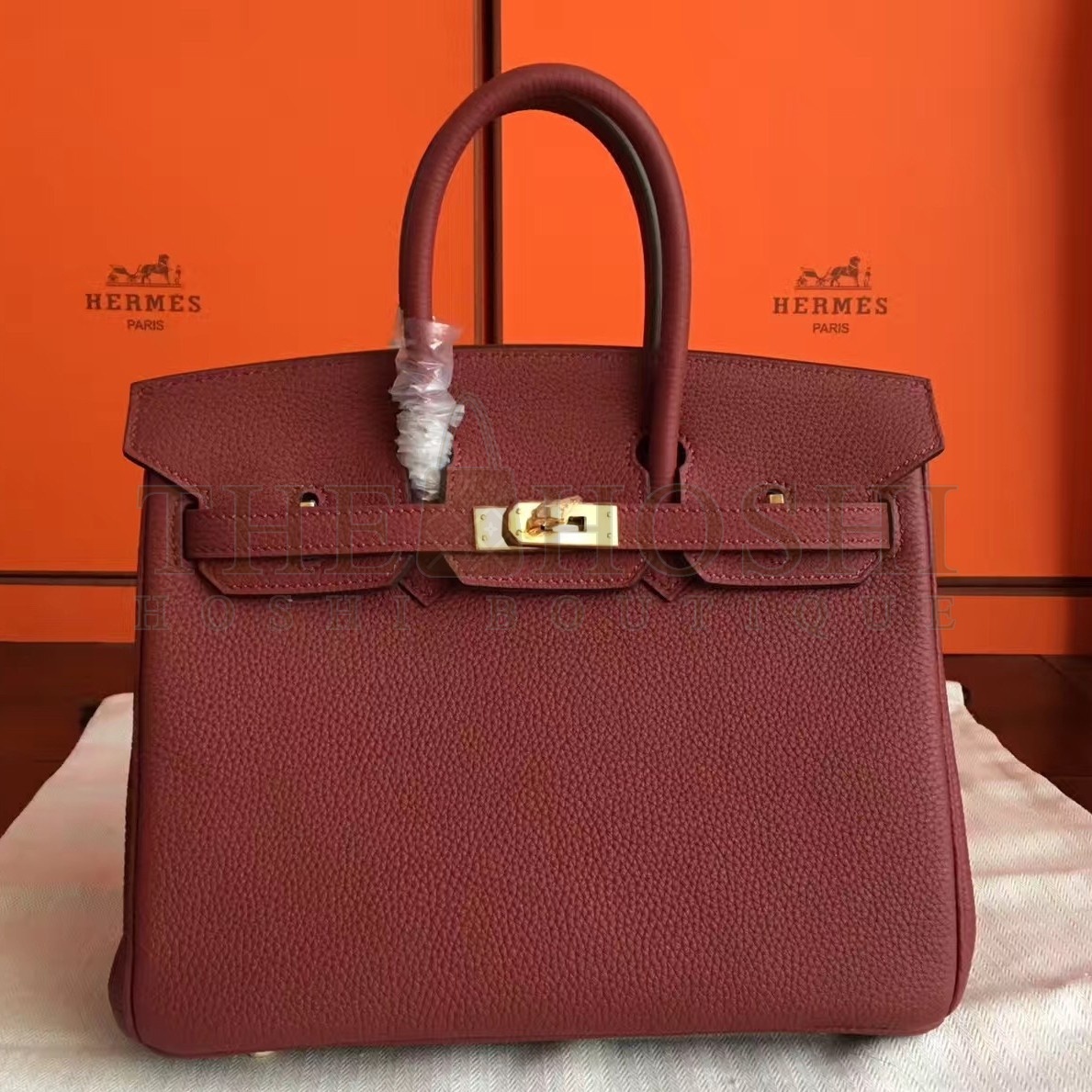 H**me5 Bordeaux Birkin 25cm Clemence Handmade Bag Master Quality