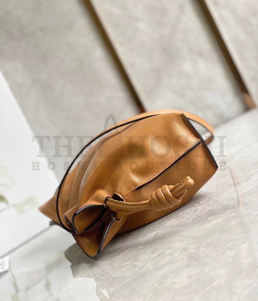 L0ew* Mini Flamenco Clutch Bag In Brown Calfskin Master Quality