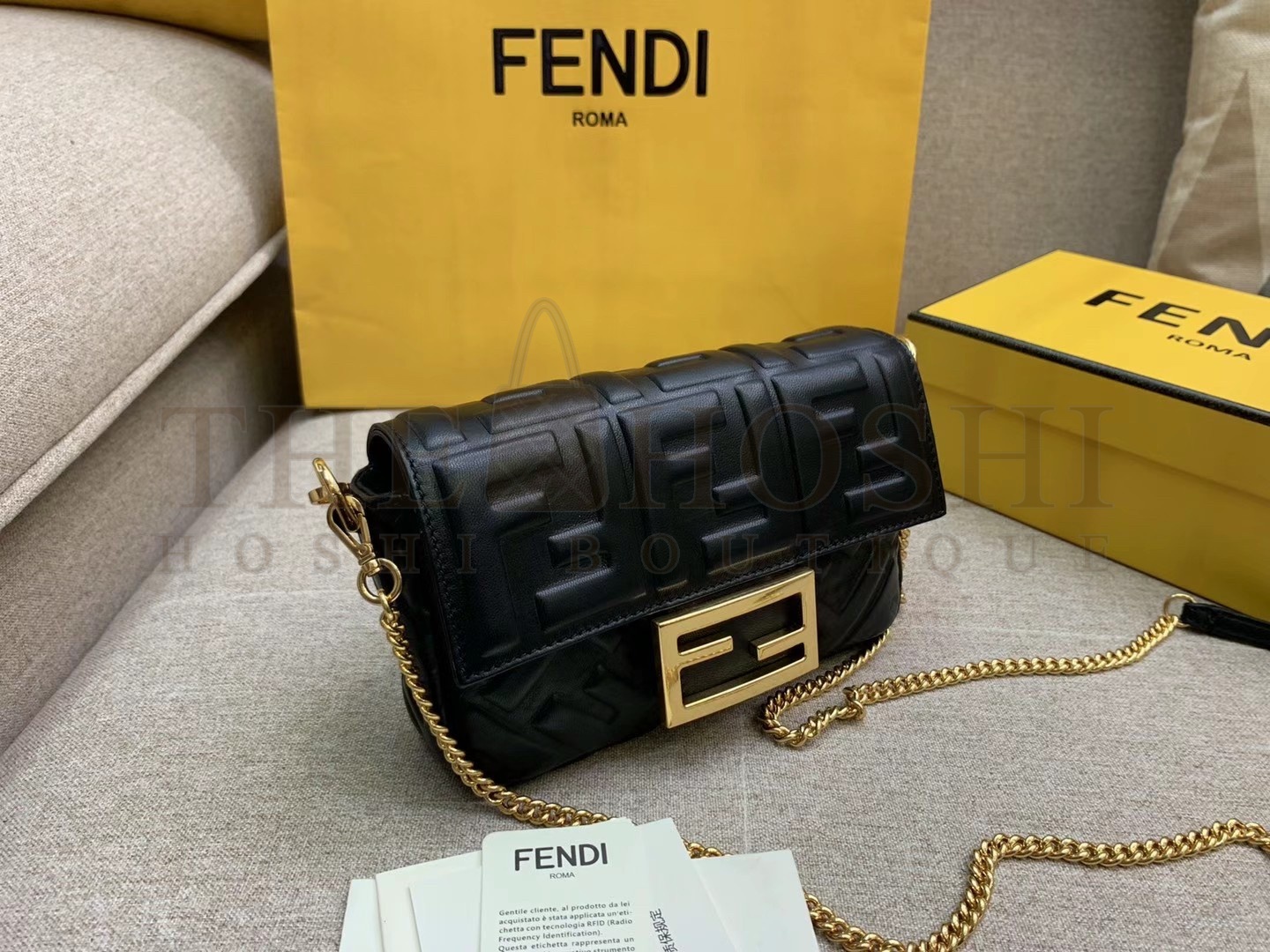 F**di Small Baguette Bag In Black FF Nappa Leather Master Quality