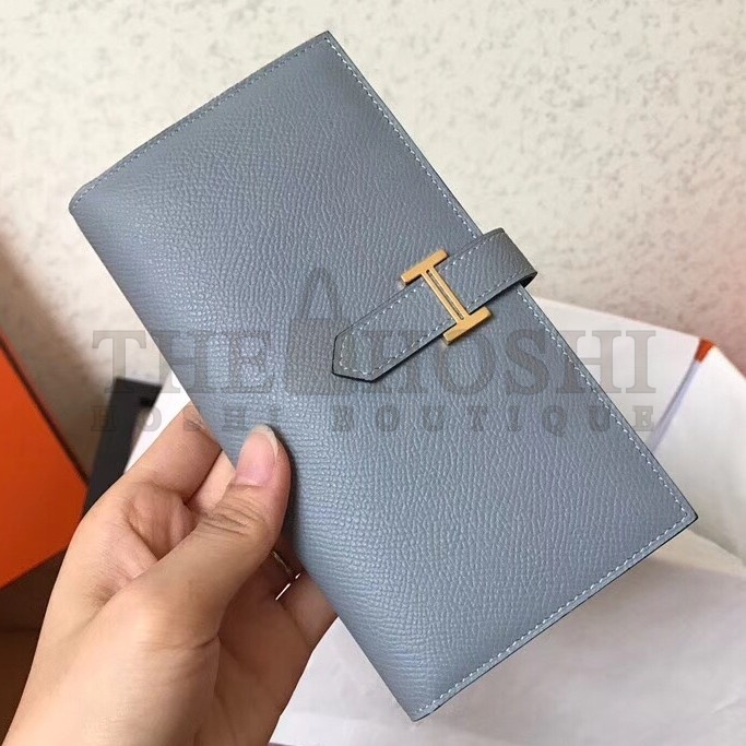 H**me5 Blue Lin Epsom Bearn Gusset Wallet Master Quality
