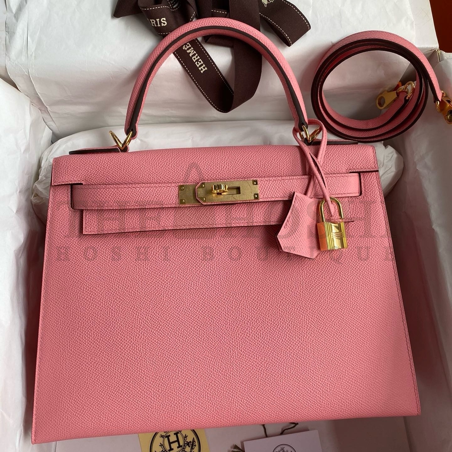 H**me5 Kelly Sellier 32 Handmade Bag In Rose Confetti Epsom Calfskin Master Quality