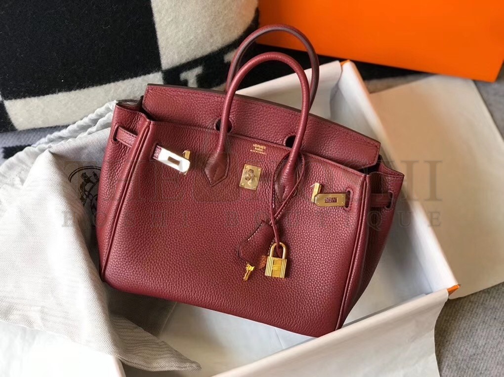 H**me5 Birkin 25cm Bag In Bordeaux Clemence Leather Master Quality