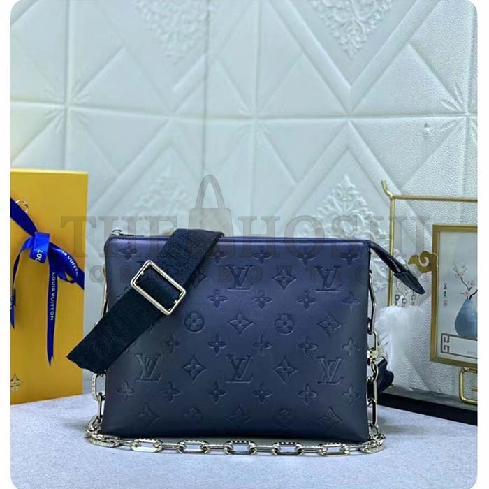 L0vis Vvtt0n LV Women Coussin PM Handbag Marine Blue Monogram Embossed Puffy Lambskin Calfskin Leather Master Quality