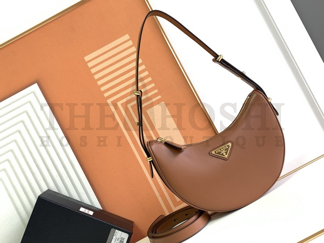 Pra*a Arque Shoulder Bag in Brown Leather Master Quality