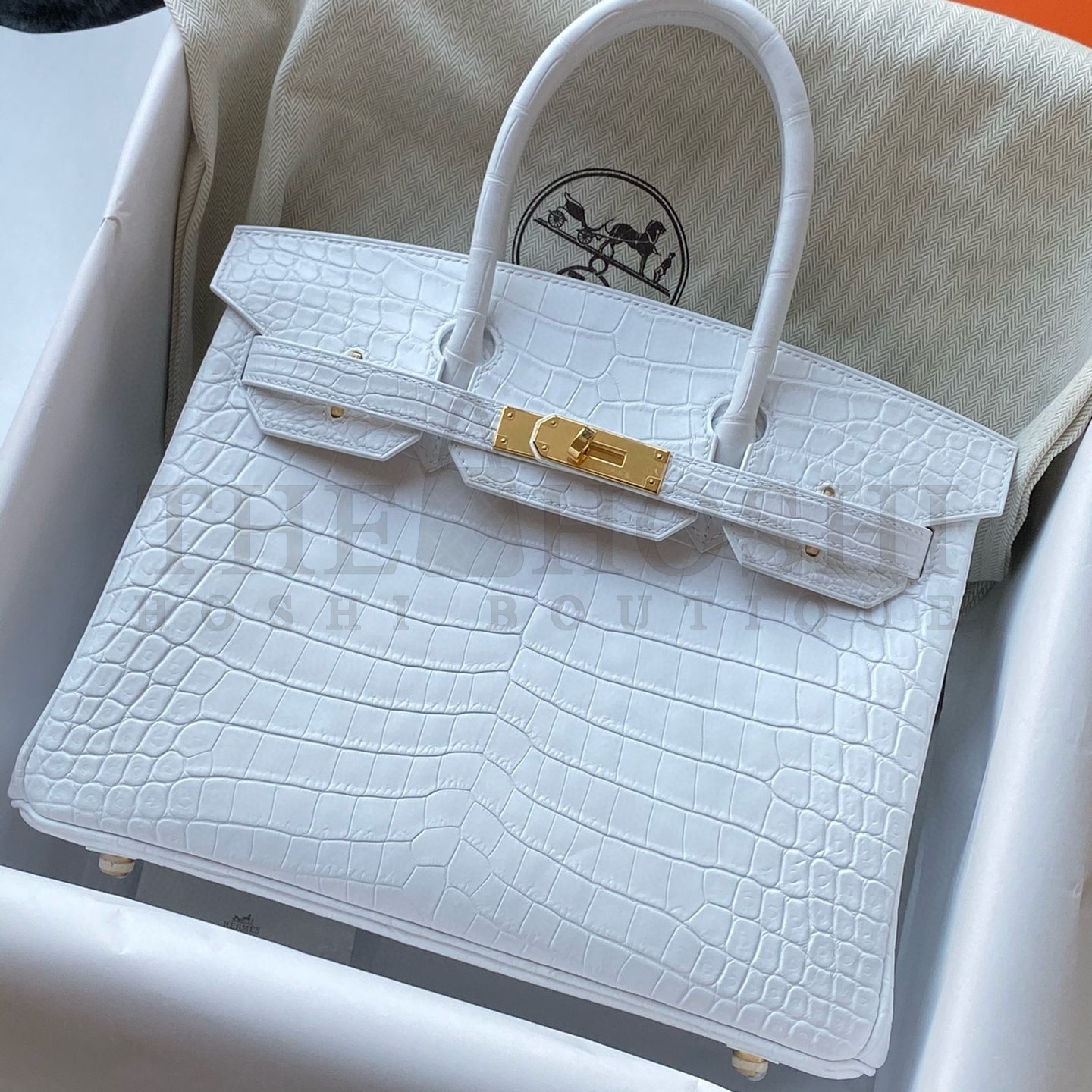 H**me5 Birkin 30 Handmade Bag In White Crocodile Niloticus Matte Skin Master Quality