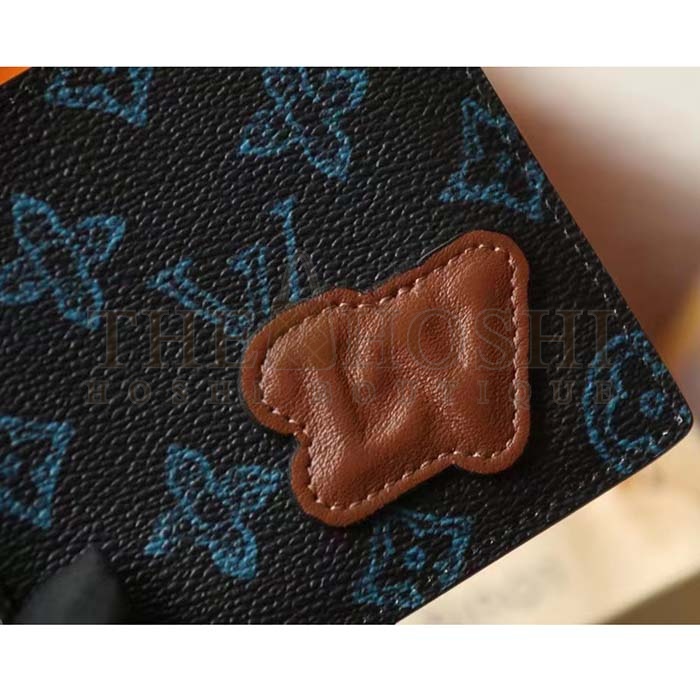 L0vis Vvtt0n LV Unisex Slender Wallet Blue Monogram Coated Canvas Bill Compartment Master Quality