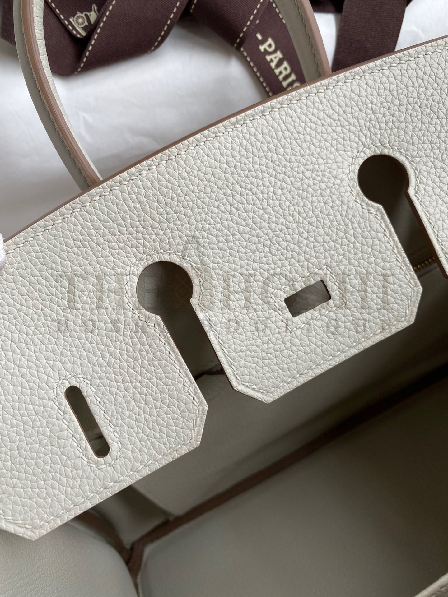 H**me5 Birkin 25 Retourne Handmade Bag In Pearl Grey Clemence Leather Master Quality