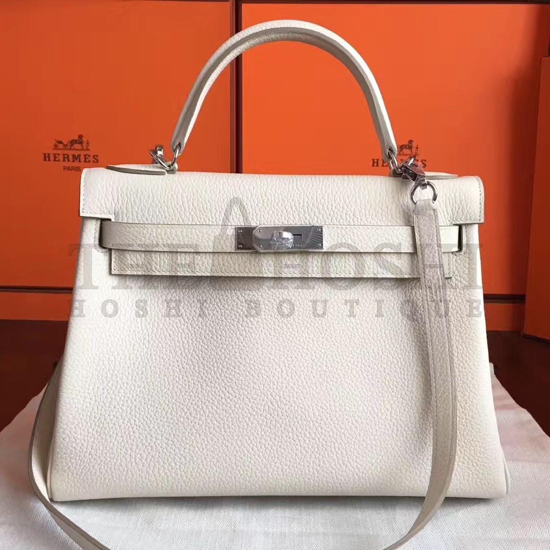 H**me5 White Clemence Kelly Retourne 32cm Handmade Bag Master Quality