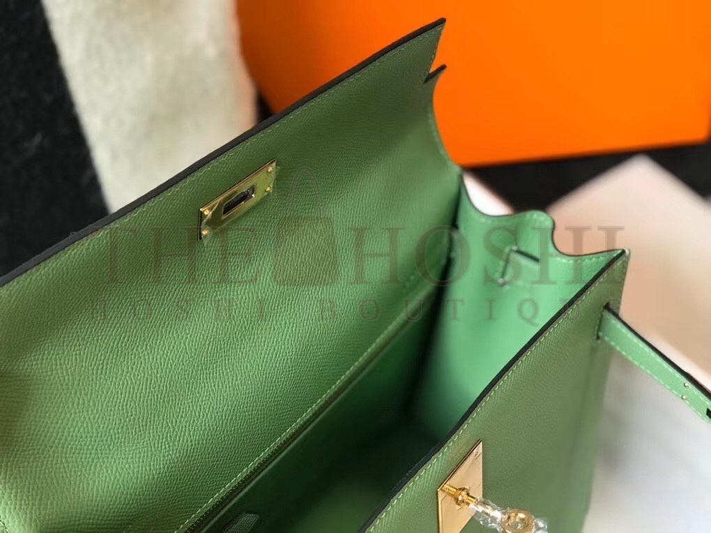H**me5 Vert Criquet Epsom Kelly 25cm Sellier Bag GHW Master Quality