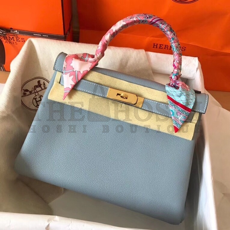 H**me5 Blue Lin Clemence Kelly 28cm Handmade Bag Master Quality