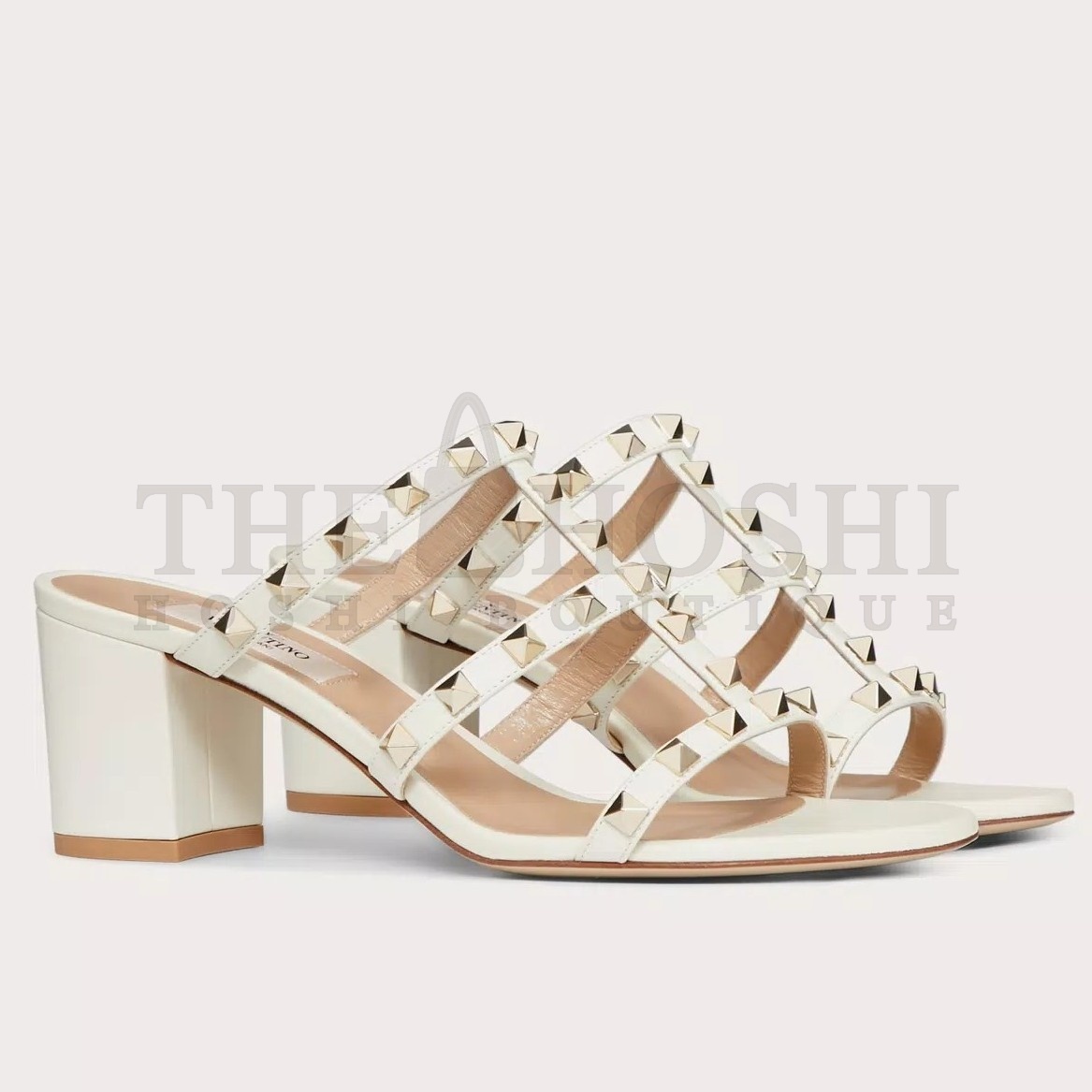 Va1e*ntin0 Rockstud Slide Sandals 60mm In White Calfskin Master Quality