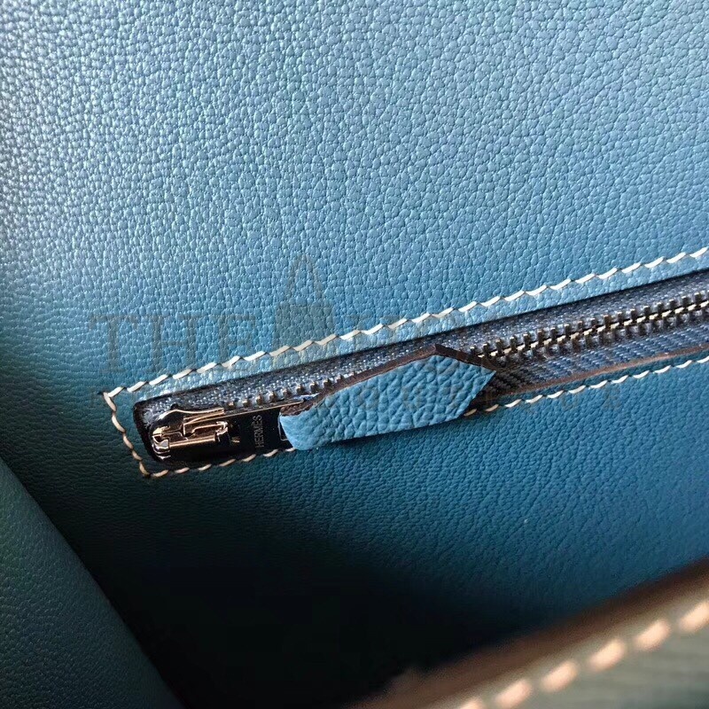 H**me5 Epsom Constance 24cm Blue Jean Handmade Bag Master Quality