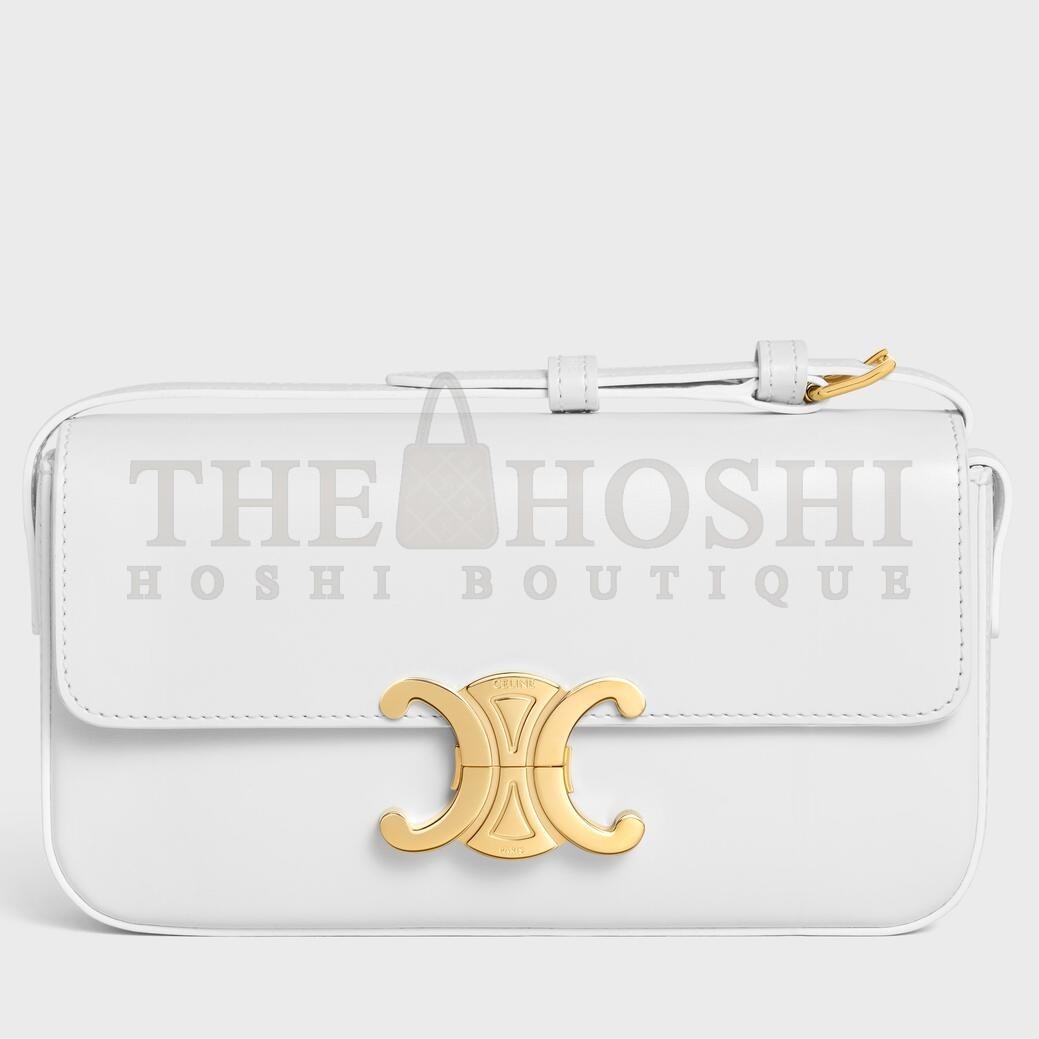 Ce1i*e Claude Shoulder Bag in White Calfskin Master Quality