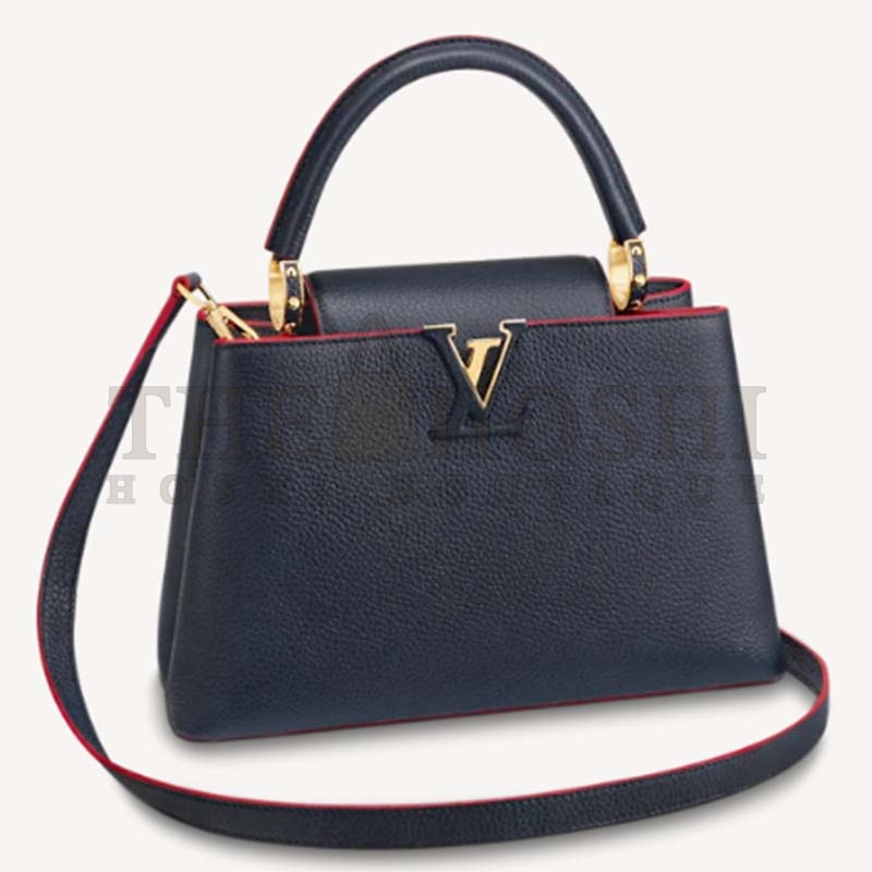 L0vis Vvtt0n LV Women Capucines MM Handbag Navy Blue Red Taurillon Leather Master Quality