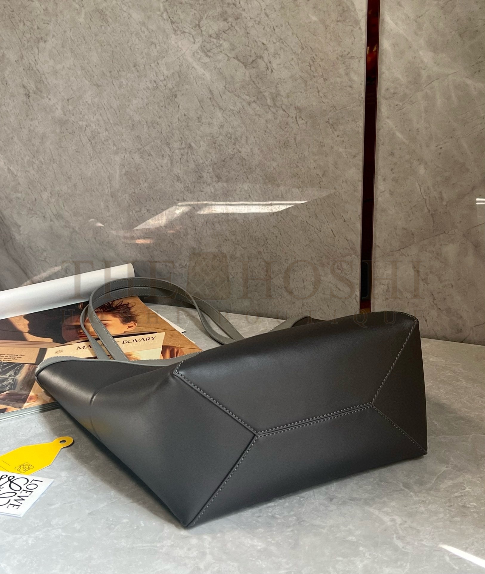 L0ew* Medium Puzzle Fold Tote Bag in Grey/Dark Green Calfskin Master Quality