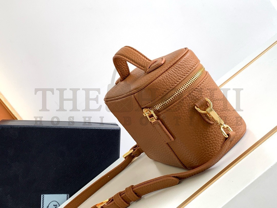 Pra*a Mini Vanity Bag in Brown Grained Leather Master Quality