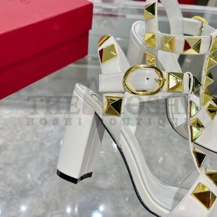 Va1e*ntin0 Roman Stud Sandals 90mm In White Calfskin Master Quality