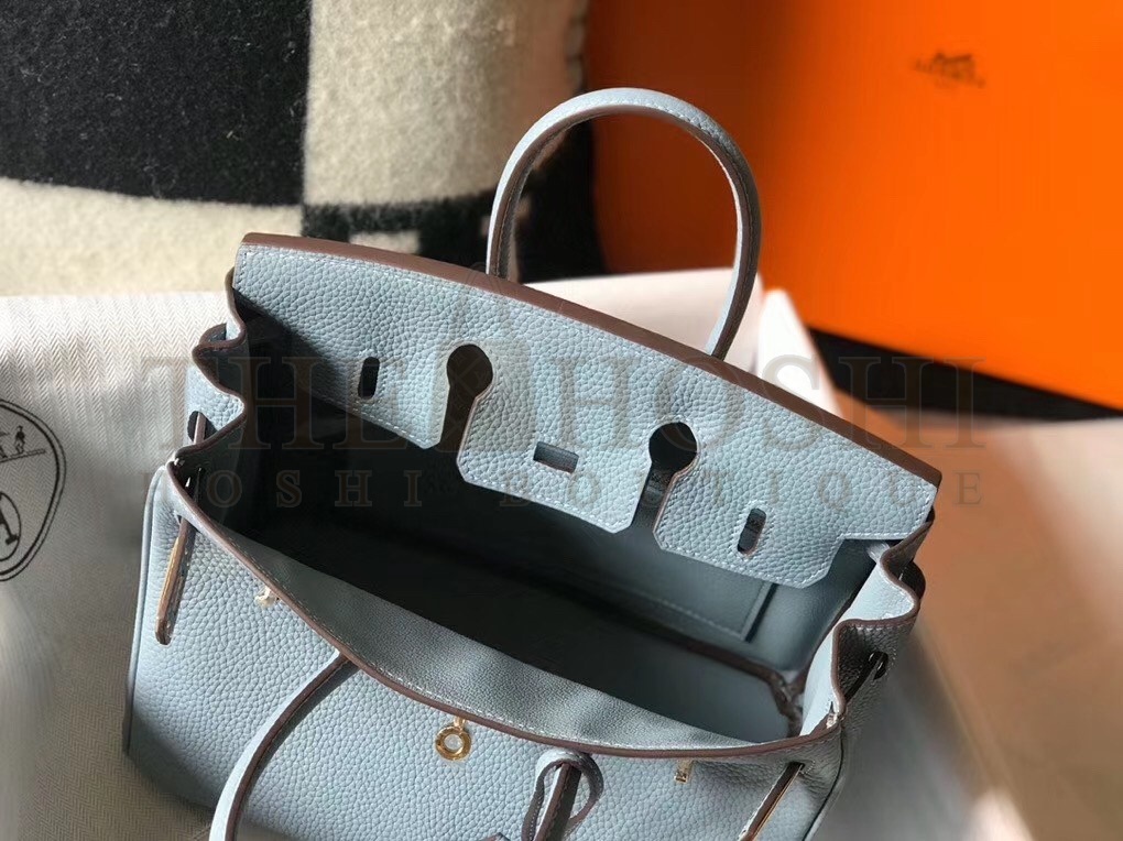 H**me5 Birkin 25cm Bag In Blue Lin Clemence Leather Master Quality
