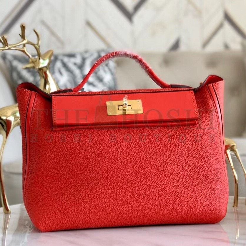 H**me5 24/24 29 Bag In Red Clemence Calfskin Master Quality