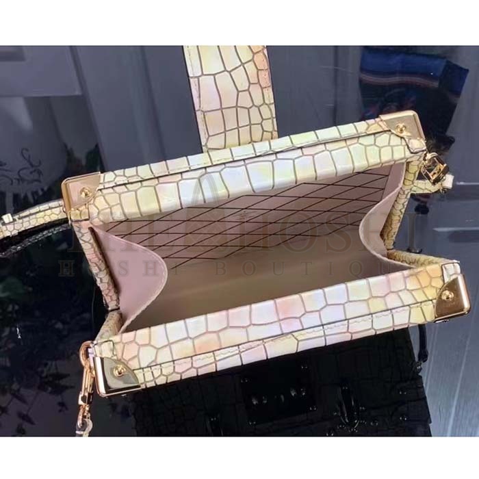 L0vis Vvtt0n LV Women Petite Malle Handbag Royal Garden Soft Shine Alligator Leather Master Quality