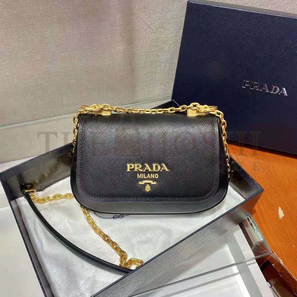 Pra*a Women Saffiano Leather Shoulder Bag-Black Master Quality