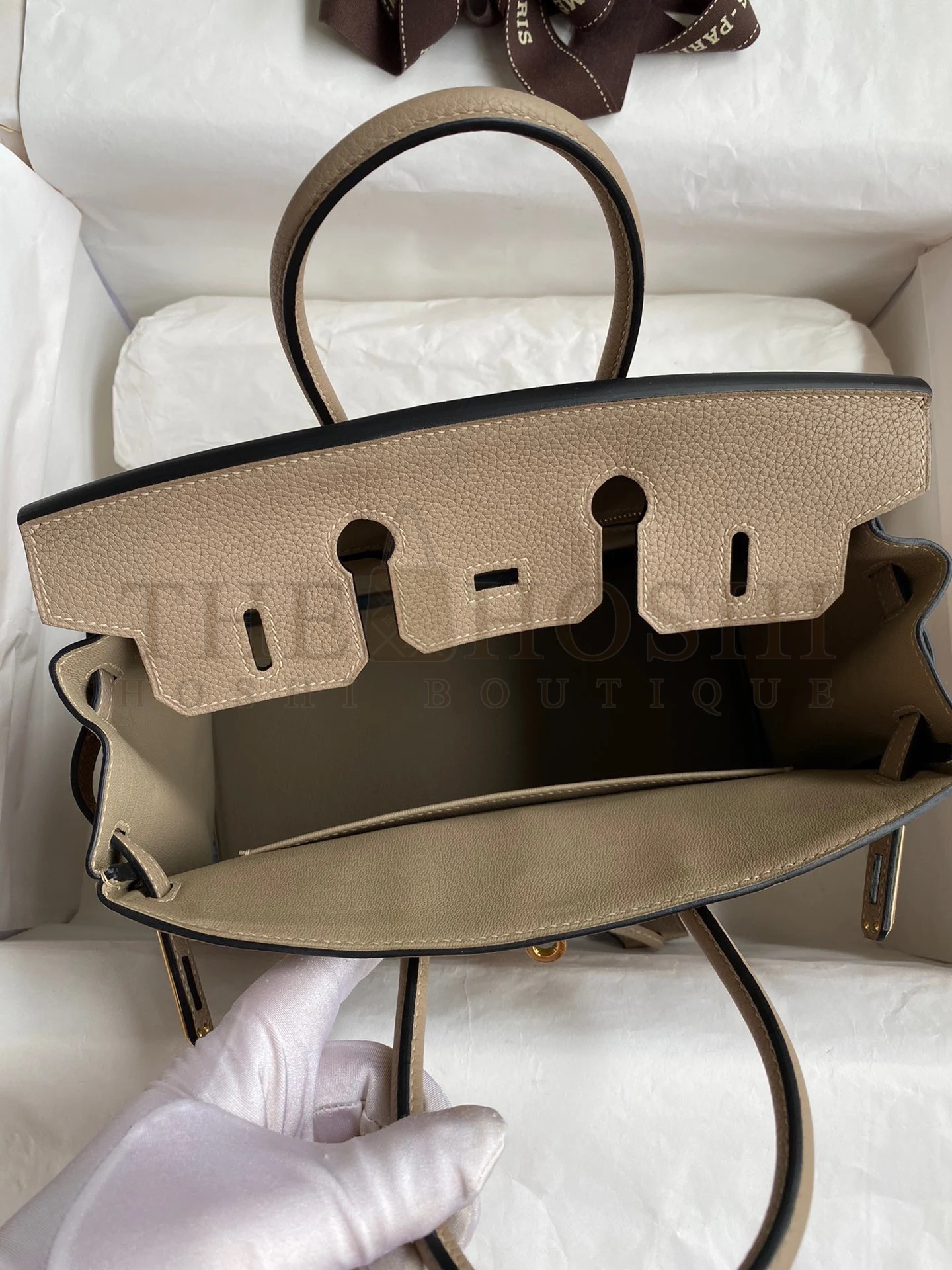 H**me5 Birkin 25 Retourne Handmade Bag In Gris Tourterelle Clemence Leather Master Quality